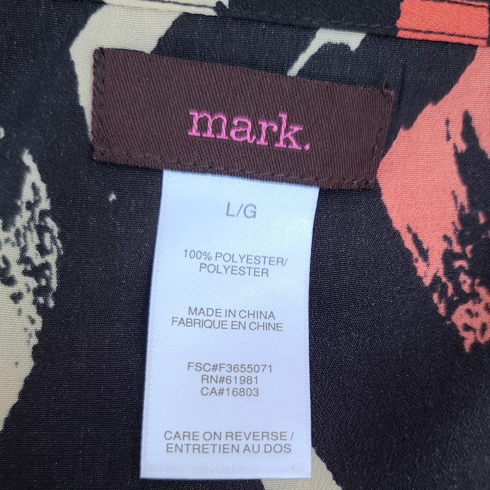 mark. lightweight luxury black orange & beige spring dress szL - Picture 5 of 6